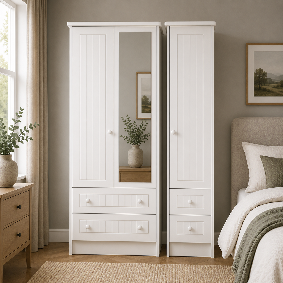 Warwick Triple 2 Drawer Mirror + Drawer Robe