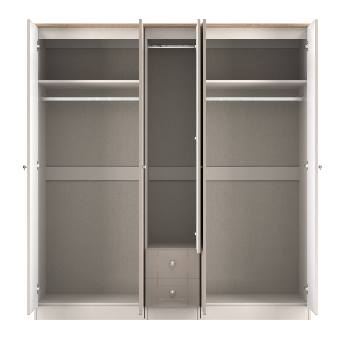 Sussex Tall 5 Door 2 Drawer Mirror Robe