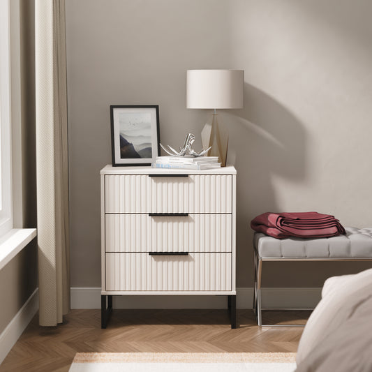 Fluted 3 Drawer Midi Chest