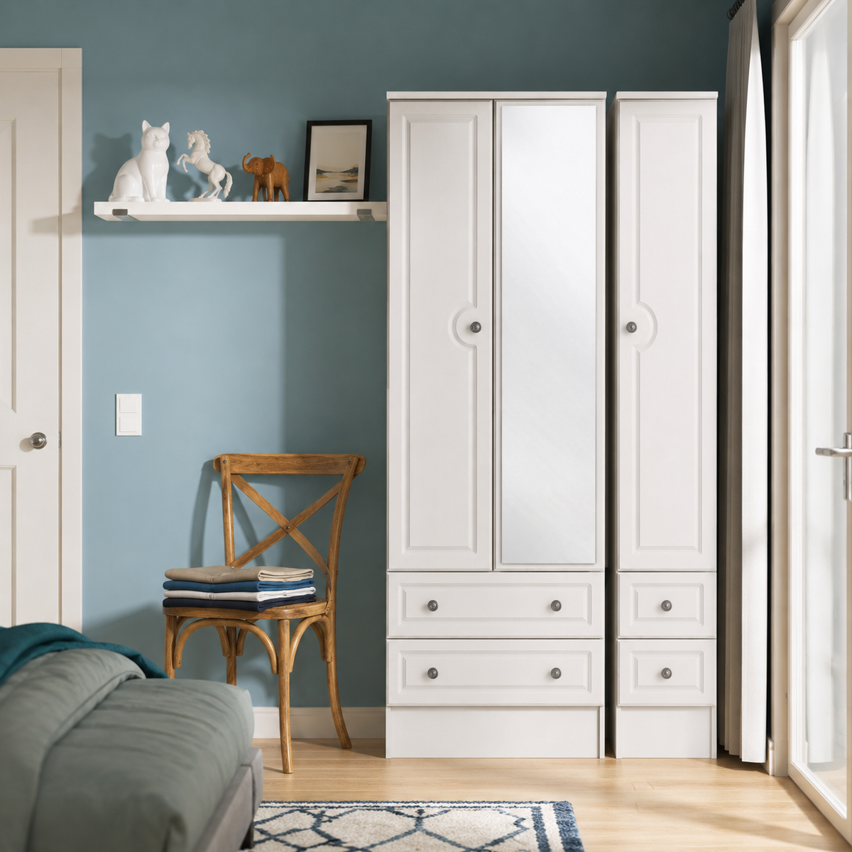 Pembroke Triple 2 Drawer Mirror + Drawer Robe