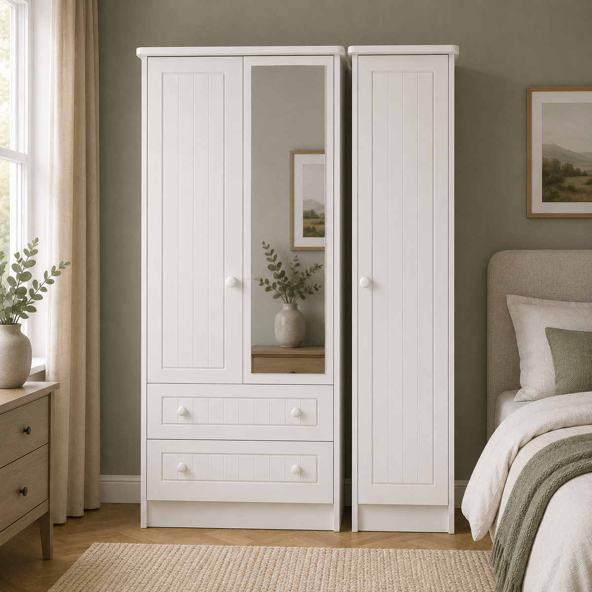 Warwick Triple 2 Drawer Mirror Robe