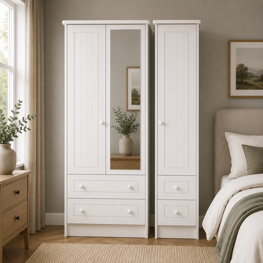 Warwick Tall Triple 2 Drawer Mirror + Drawer Robe