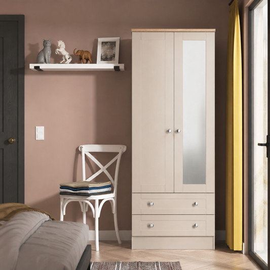 Sussex Tall 2 Drawer Mirror Robe