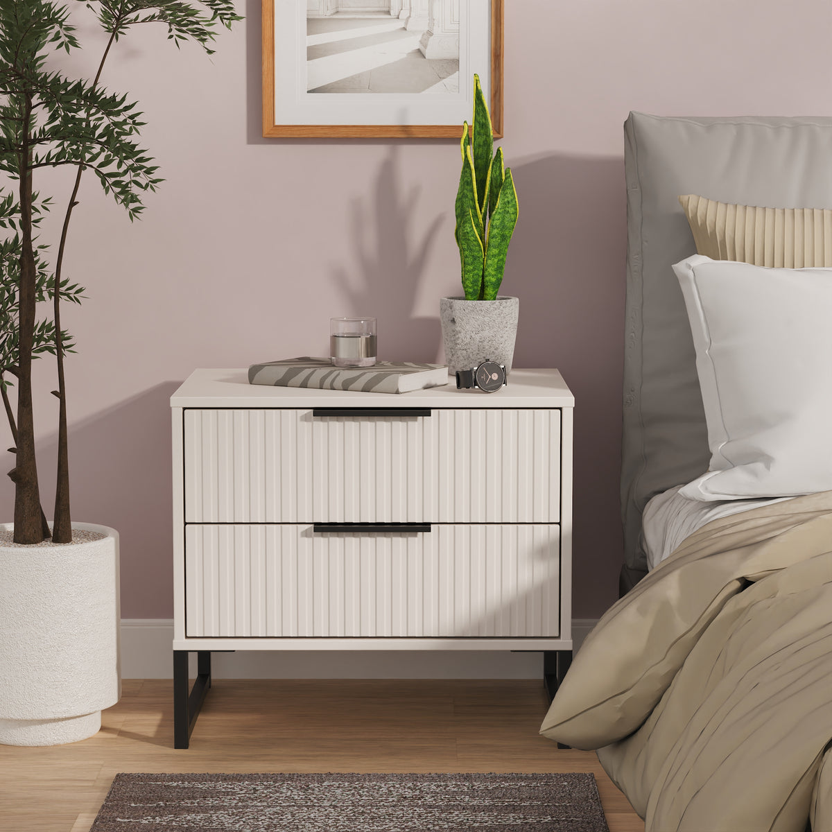 Fluted 2 Drawer Midi Chest