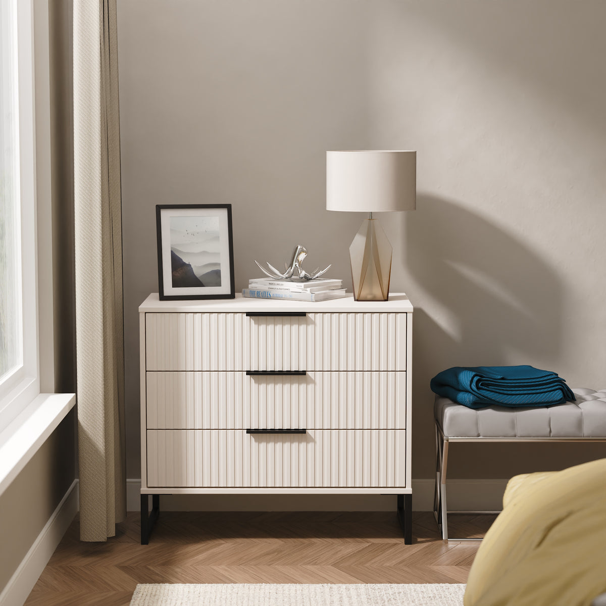 Fluted 3 Drawer Chest