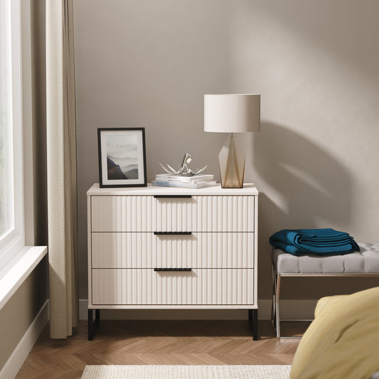 Fluted 3 Drawer Chest