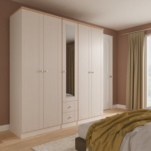 Sussex Tall 5 Door 2 Drawer Mirror Robe