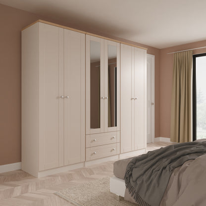 Sussex Tall 6 Door 2 Drawer Mirror Robe