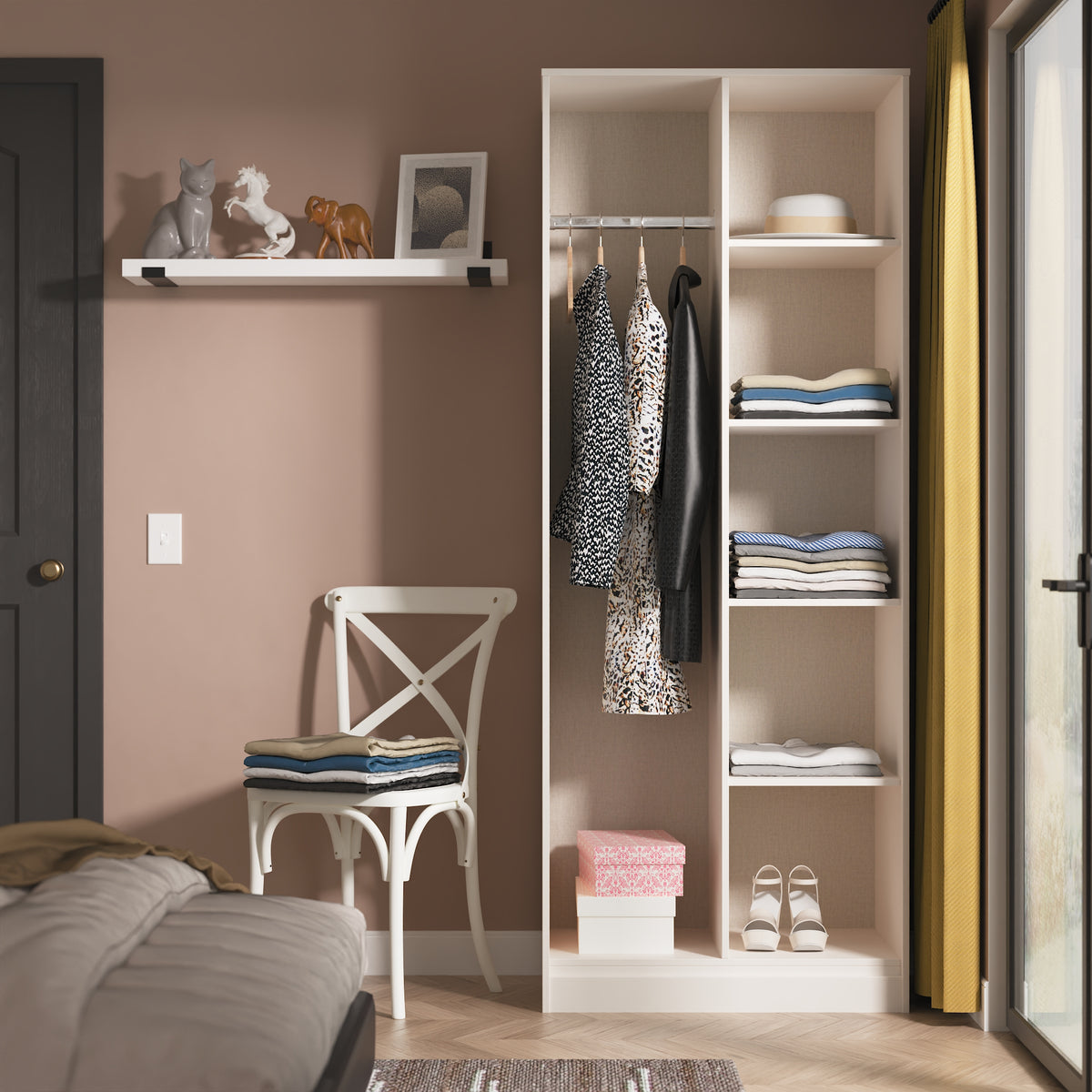 Fluted Open Shelf Wardrobe